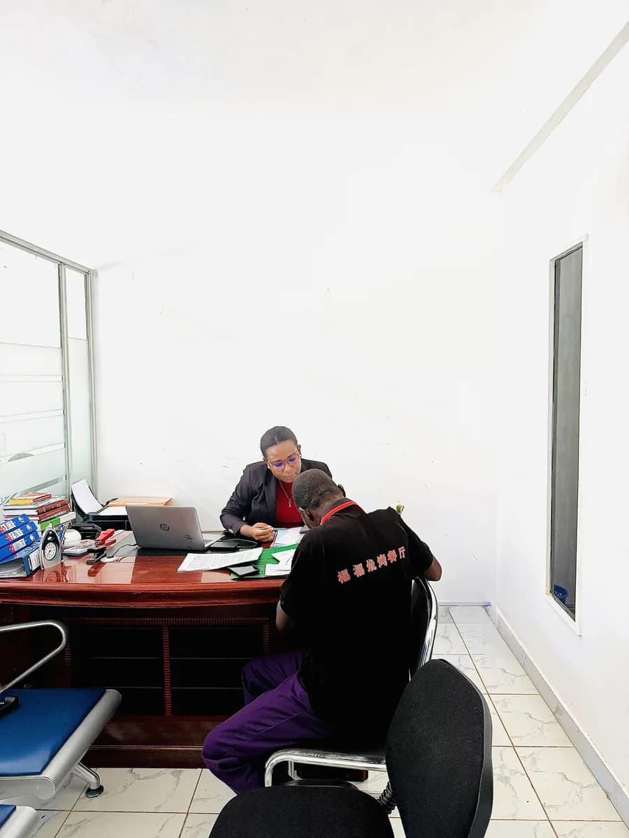 Consultation taking place inside the law office